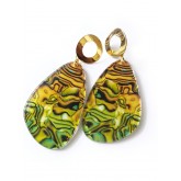 Abalone Pattern Earrings, Faux Abalone, Big Paua Earrings, Green Paua Earrings, 